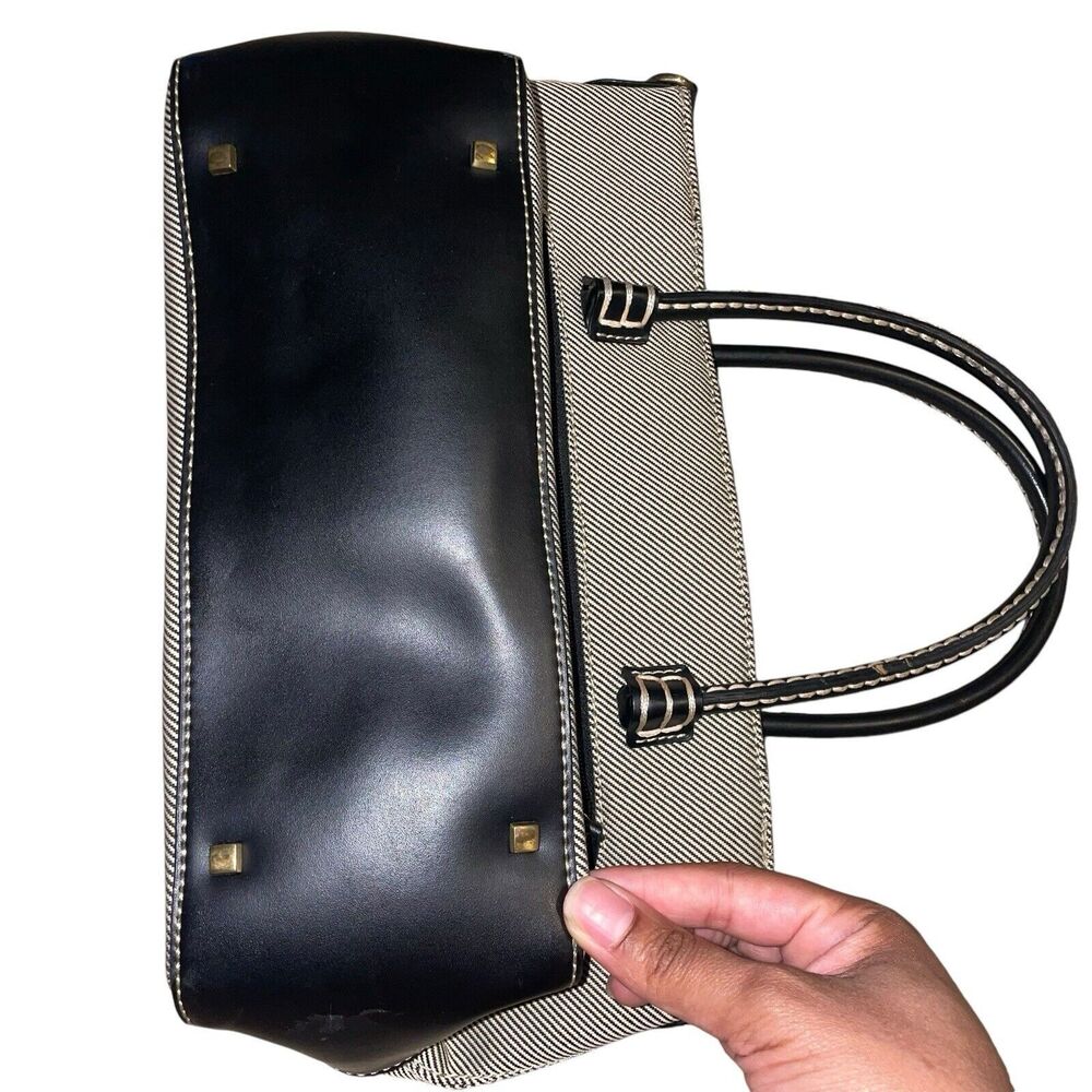 Vintage Etienne Aigner Handbag Canvas and leather Black 9.5"x15" - Picture 3 of 12